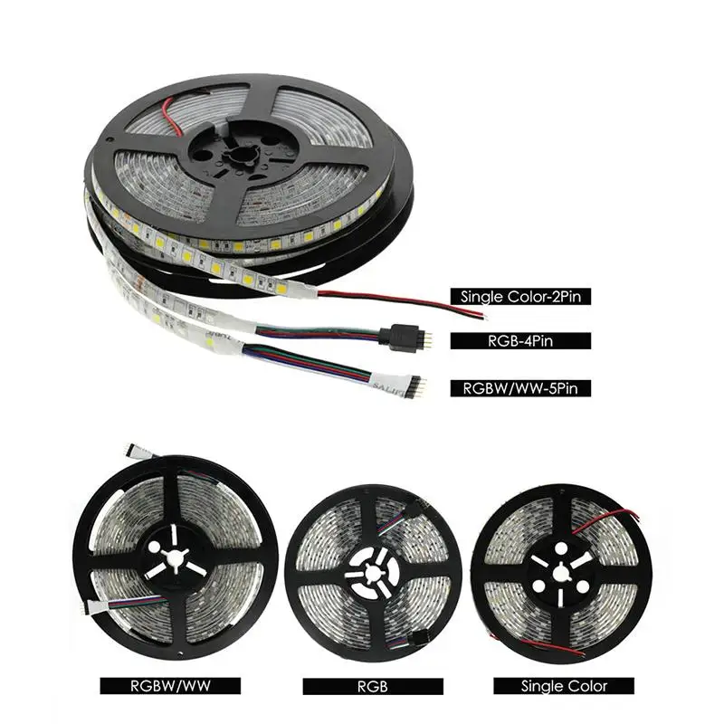 DC 5V 12V 24V LED 스트립 RGB PC 방수 5050 5M 유연한 Led 스트립 빛 RGB 5 12 24 V 테이프 Led 스트립 램프 Tv 백라이트 리본