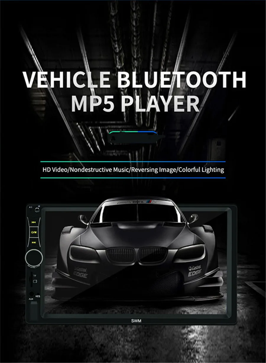 2DIN " автомобильный MP5 мультимедийный плеер сенсорный экран Авто Стерео Bluetooth USB TF fm-плеер 8LED камера заднего вида