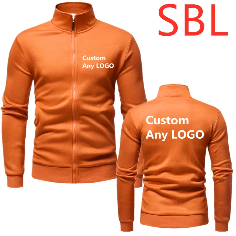 SBL толстовка мужская с любым логотипом, с длинным рукавом, стоячим воротником, модная осенне-зимняя повседневная толстовка, спортивные костюмы, куртка на молнии - Цвет: Orange