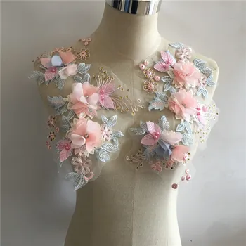 

The New ABS Pearl Three-dimensional Flower Lace Collar Sewing DIY Bud Fabric Applique Decoration Clothes Accessories Scrapbook