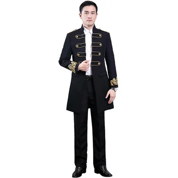 

2019 Men's New Medium Long Dress Photo Performance Costume Chinese Star Deng Chao Same Wedding Suit