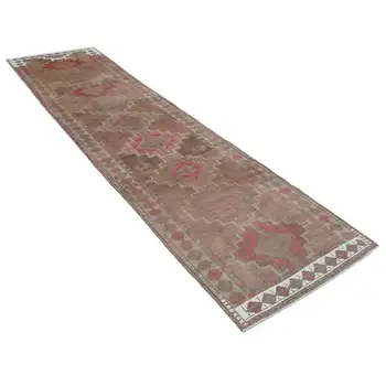 

87x343 Cm Beige Handmade Boho Runner Rugs-3x11 Ft