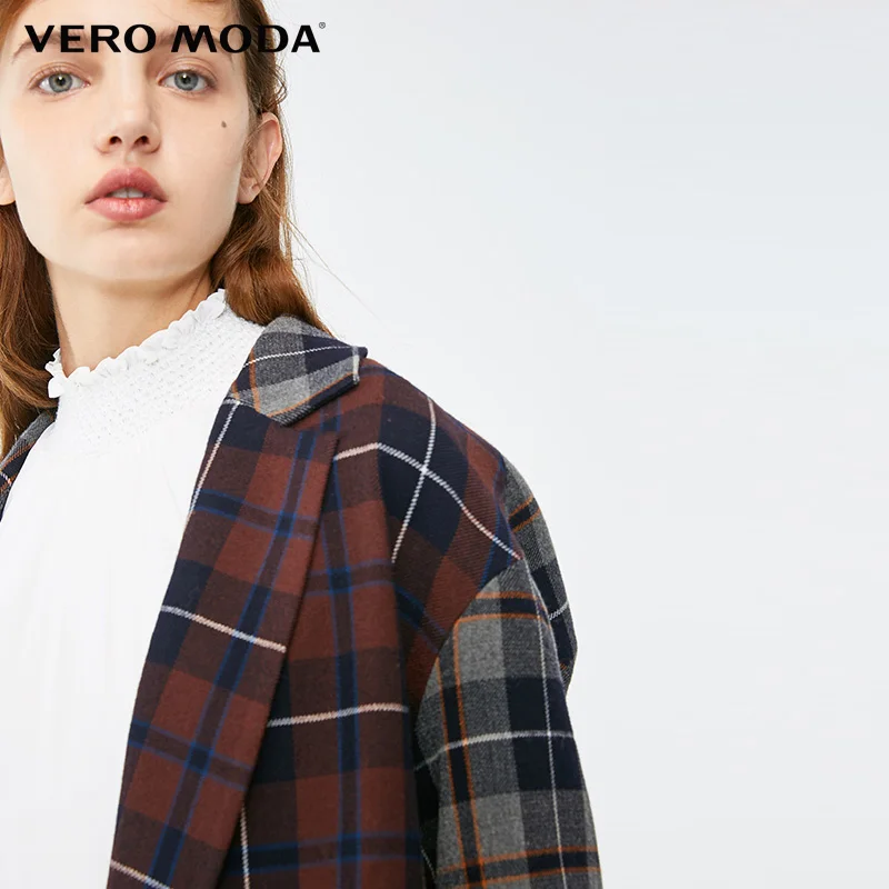 Vero Moda осенне зимний цветной блейзер в клетку с отложным воротником |