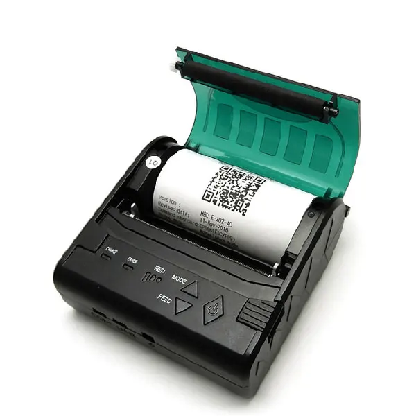 Printer Термальный чековый Bluetooth принтер 80 мм 4 дюйма мини принтер Поддержка компьютера iOS Android система с индикатором батареи Бесплатный SDK - Цвет: Printer