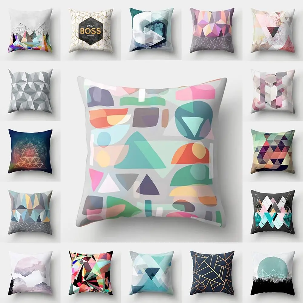 

45*45 cm Fashion Geometric Polyester Pillow Case Sofa Car Seat Waist Throw Soft Cushion Cover Home Decoration Gifts