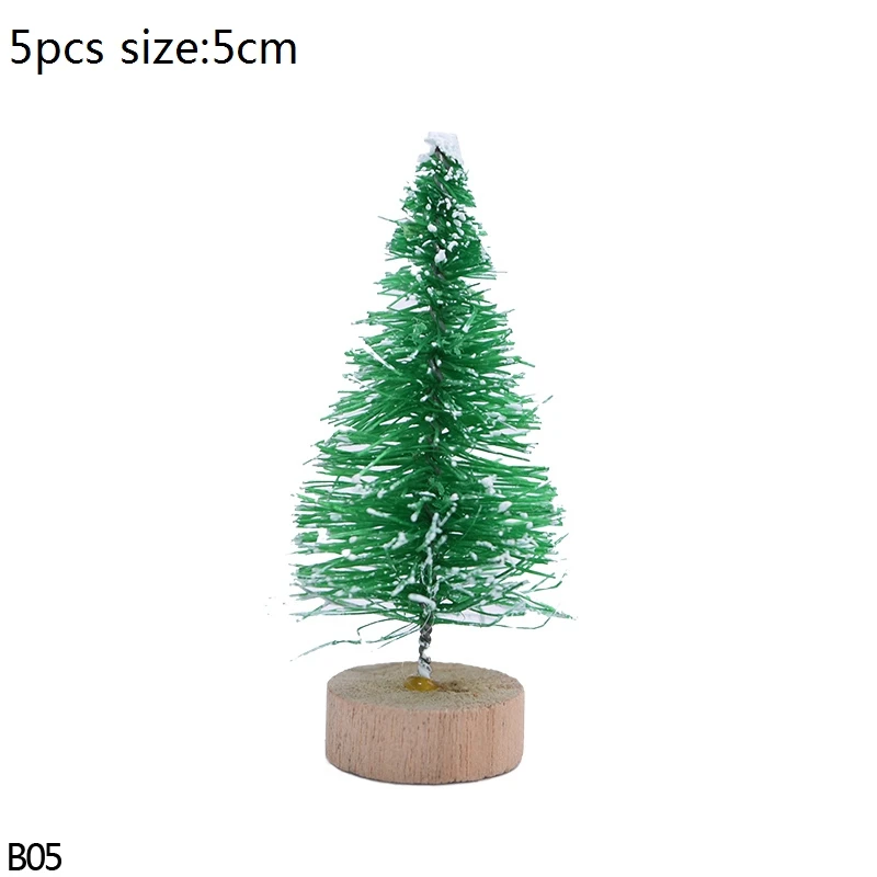 B05-5cm-5pcs green Зеленые, белые, красные, золотые мини украшения для рождественской елки, миниатюрные рождественские елки, новогодние, вечерние, декор для стола, искусственная сосна, елки Navidad - Цвет: B05-5cm-5pcs green