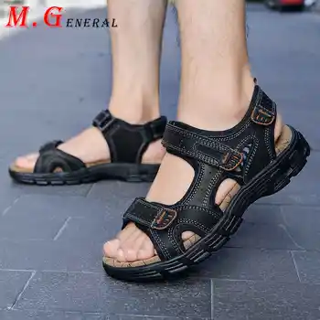 

Man Fashion Sandals Men Breathable Summer Slippers Beach Open Toe Mens Shoes Casual Soft Men's Slippers Leather Flip Flops C17