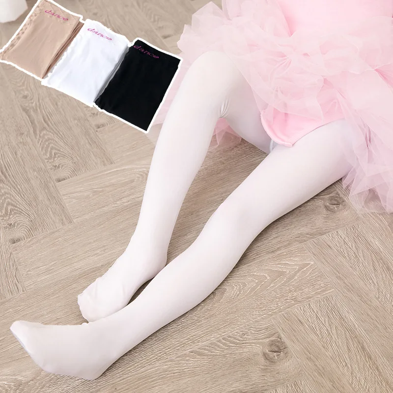 

Spring And Summer-Microlens Thin Anti-pilling Velvet Panty-hose for Kids Pure White Foot Anti-slip Girls Dance Socks