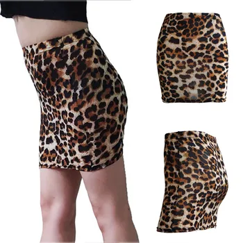 

Skirts Sexy Womens Leopard Body-con Skirt High Waist Slim Mini Skirt Above Knee Length Summer Lady Club Skirts Mujer