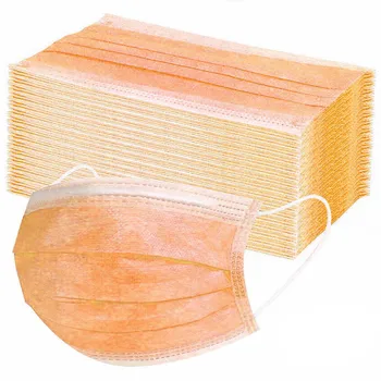 

10/20/30/40/50Pcs Mouth Mask 3Ply Disposable Nonwoven Mouth Face Mask Anti Dust Dustproof Mask Solid Orange Color for women men