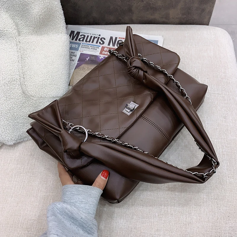 

Big Chain Vintage PU Leather Crossbody Bags for Women 2020 Trending Quilted Designer Handbags Trend Luxury Hand Bag