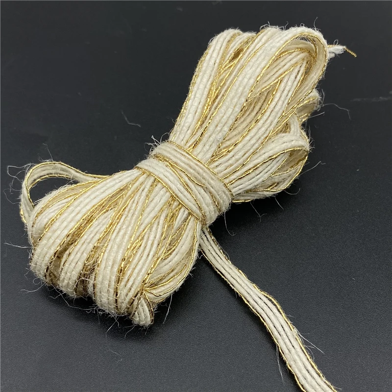 5yds 6mm 빈티지 황 마 Burlap Hessian 리본 레이스 웨딩 파티 크리스마스 장식 DIY 공예 선물 리본 포장 포장