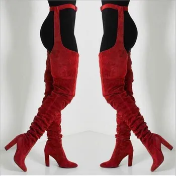 

High Heel Long Women Boots Autumn Fashion Women Shoes Sexy Pointed Toe Belt Thigh Winter Over The Knee Woman Botas Mujer