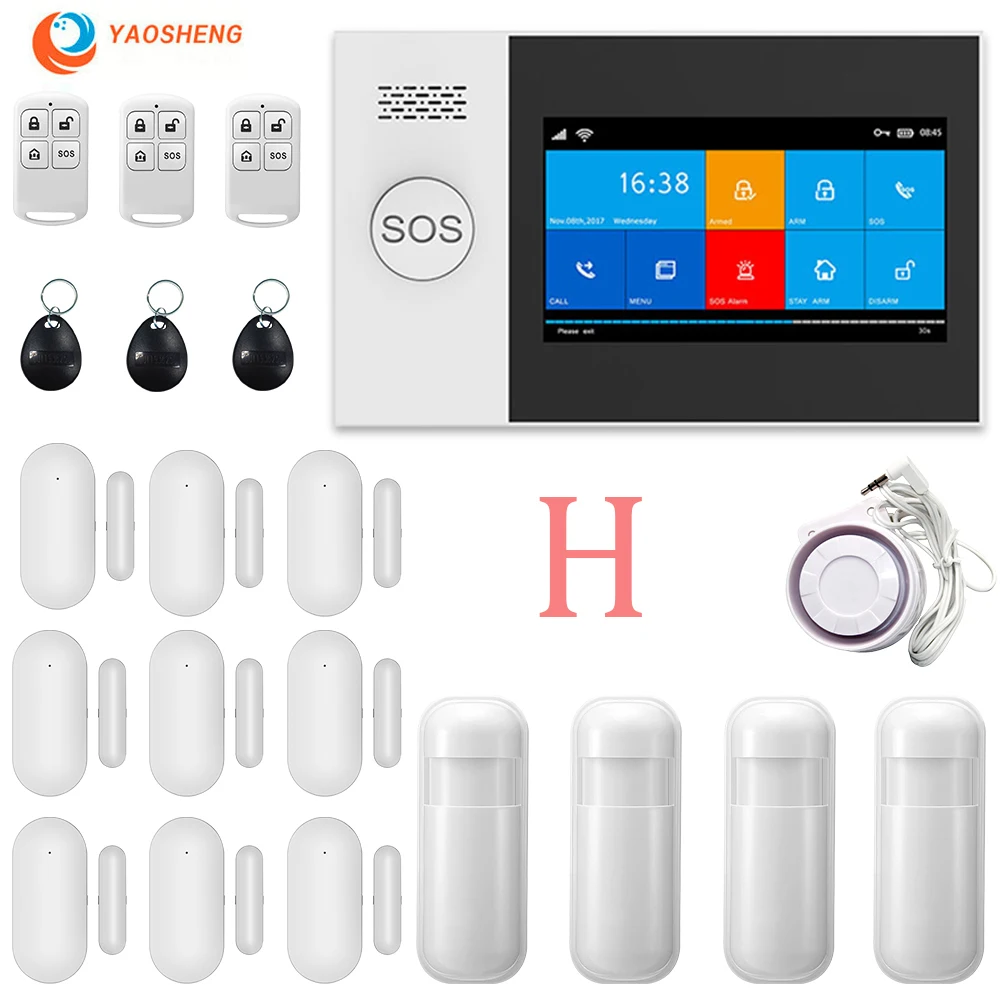 

New PG-107 TUYA WIFI GSM Wireless Home Security Alarm System 4.3 Inch Screen App Remote Control For Wired Wifi House Alarm Kit
