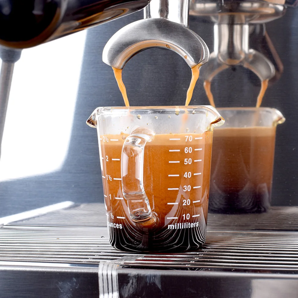 

Heat-resistant glass measuring cup jigger for espresso coffee Double-mouthed ounce cup 70ml Small milk cup XY021+
