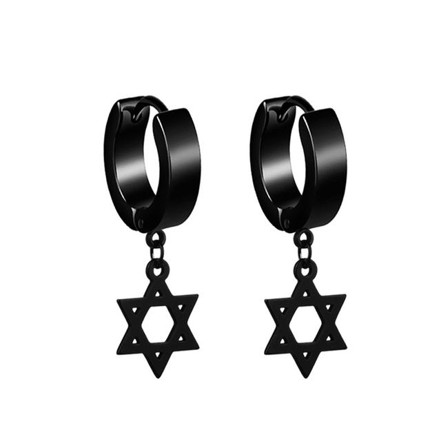pair Punk Black-color Multiple Styles Stainless Steel Stud Earrings For Men and Women Street Pop Hip Hop Gothic Ear Jewelry