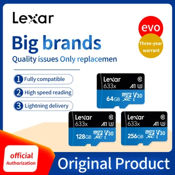 

Lexar micro sd card High-Performance 633x UHS-I Memory cards 256GB Max 95M/s Class10 A1 3D 4K flash tf card mecard Micro sd kart