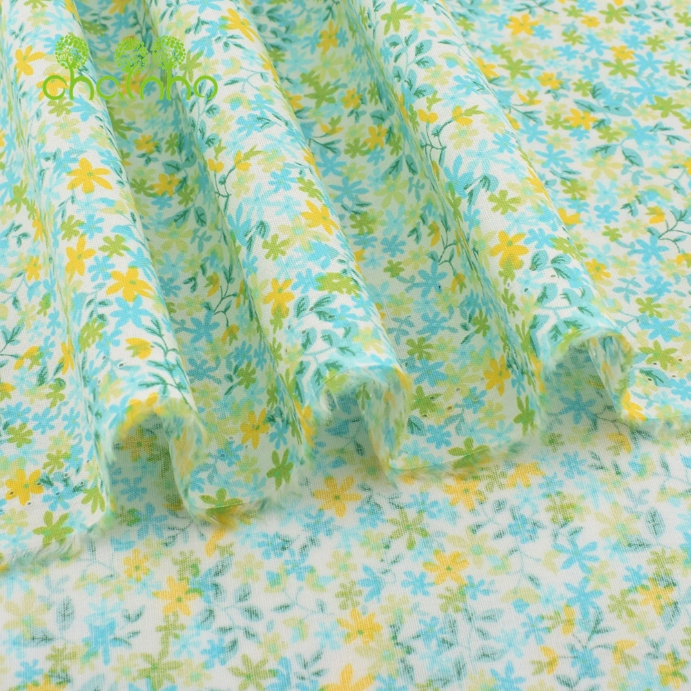 Chainho,Printed Plain Cotton Fabric,Small Floral,Poplin Material For DIY Sewing Quilting Baby & Children's Shirts,Skirts,Dresses