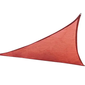 

Triangle Sun Shade Sail PE Metal Ring Hanging Canopy UV Block for Garden Swimming Pool Outdoor Camping with Rope (Red, 3 Meter)