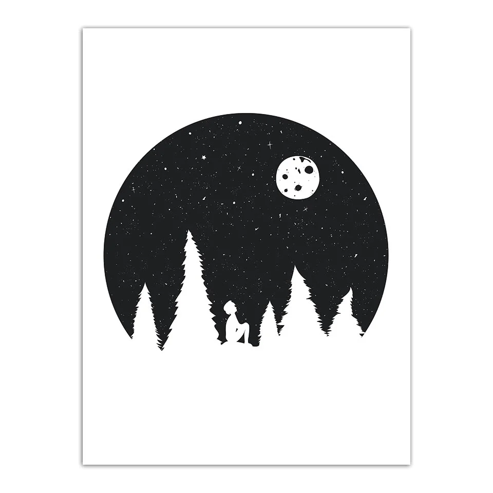 

Prints Pictures Home Nordic Style Starry Sky Modular Tree Poster Boy Wall Art Painting On Canvas Anime Simple Living Room Decor