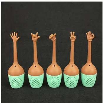 

1pc Funny Hand Gestures Tea Infuser Black Tea Strainer Silicone FDA Grade Loose Leaf Herbal Spice Holder Tea Brewing Tools