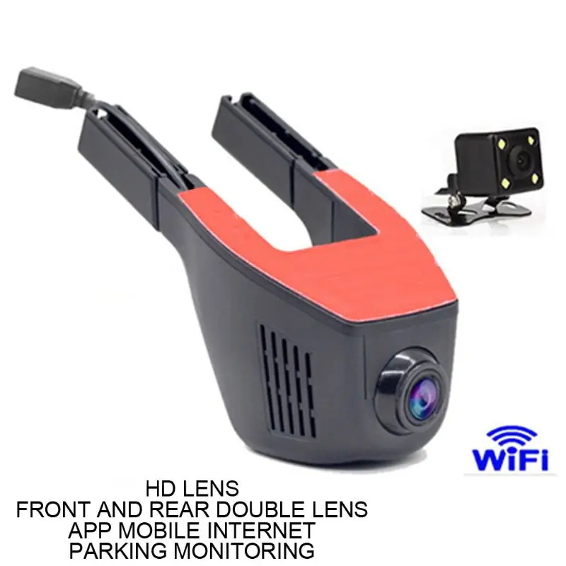 Wifi Передняя Задняя Камера вождения рекордер HD двойной объектив скрытая камера автомобиля DVR