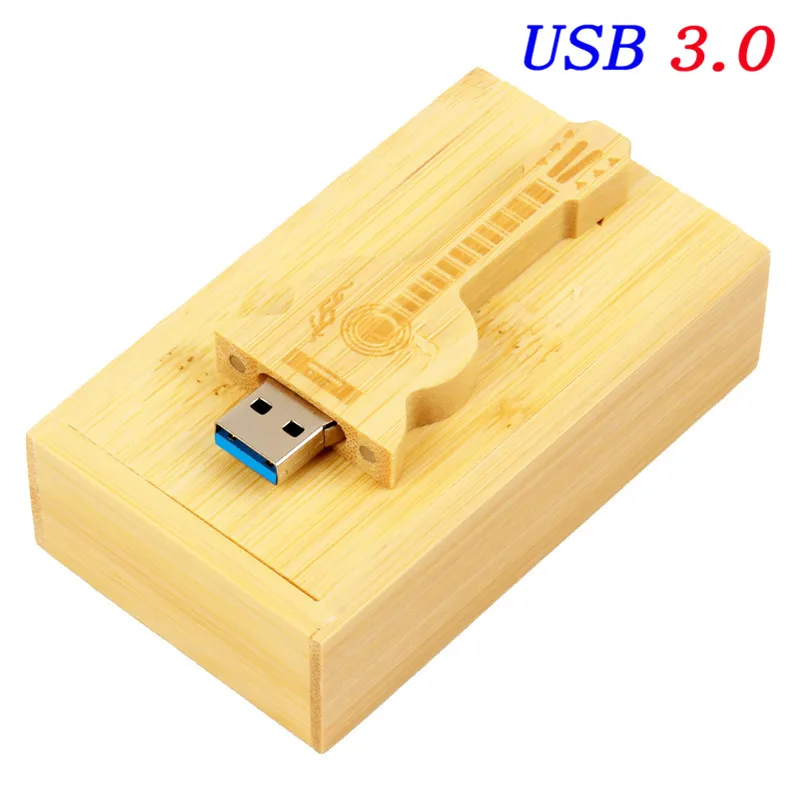 JASTER логотип дерево usb 3,0 гитара+ коробка стиль Флешка 4 ГБ 8 ГБ 16 ГБ 32 ГБ usb3.0 usb флеш-накопитель подарок флешка - Цвет: bamboo with box