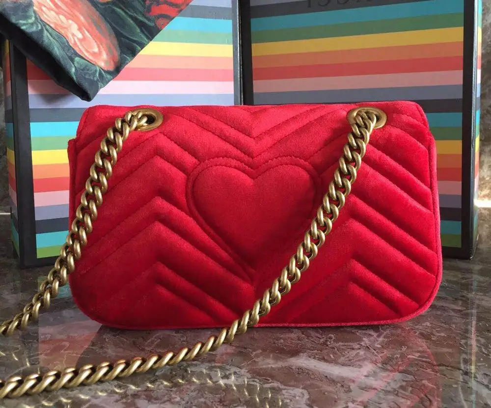 

LuxuryBrand Marmont Velvet Bag Women 2019 New Design Top Quality Leather Shoulder Bags Fashion Chains Bag Lady
