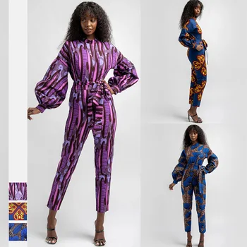 Zino Long Sleeve Jumpsuit Dashiki Print