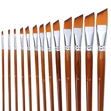 Косая двухцветная нейлоновая шерсть длинный стержень акриловая вода порошок вода цвет масляной живописи кисти 13 компл