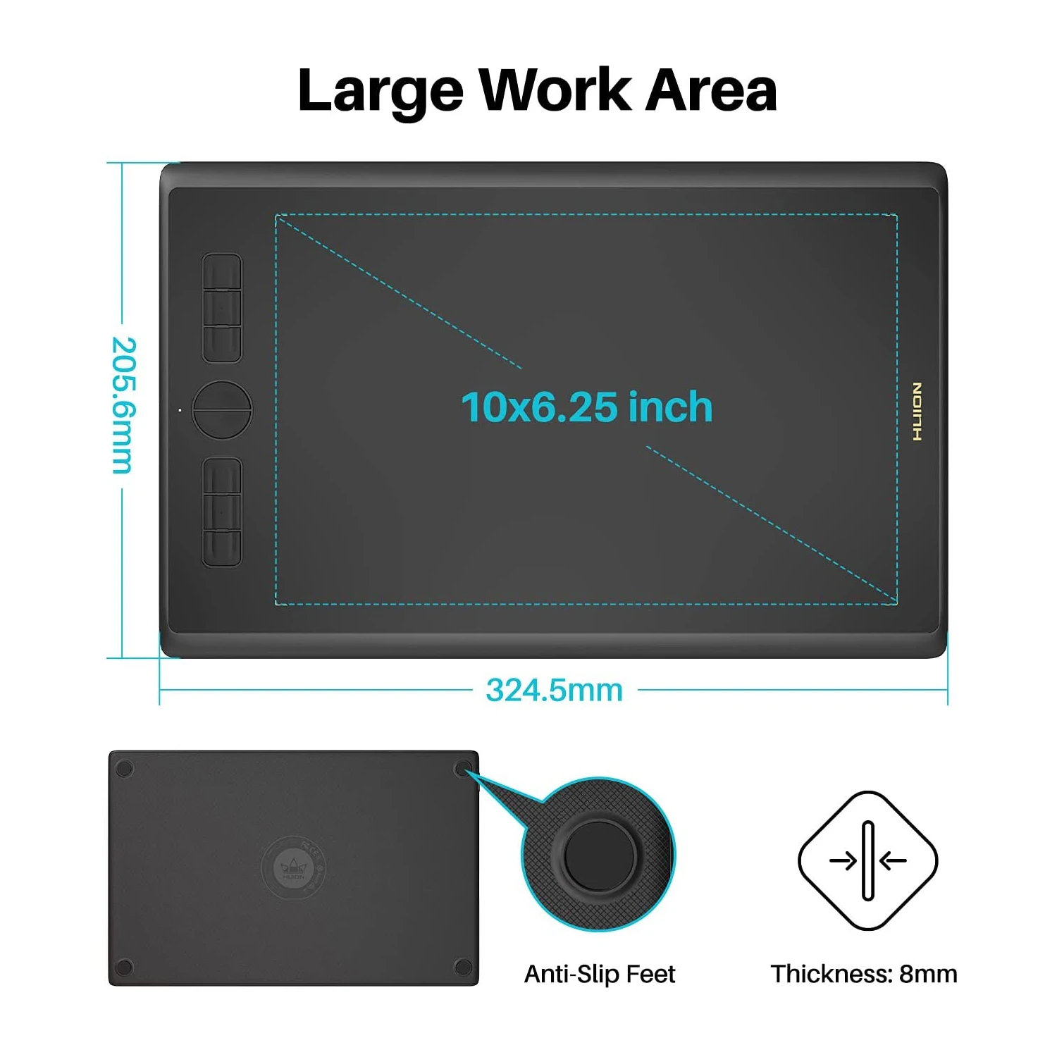 Huion H610x Tablet Gráfico 10x6.25 Polegada Mesa Digitalizadora Comprimidos Digitais Caneta Comprimidos Compatível com Mac Windows pc Linuxubuntu Telefone Android - Imagem 4