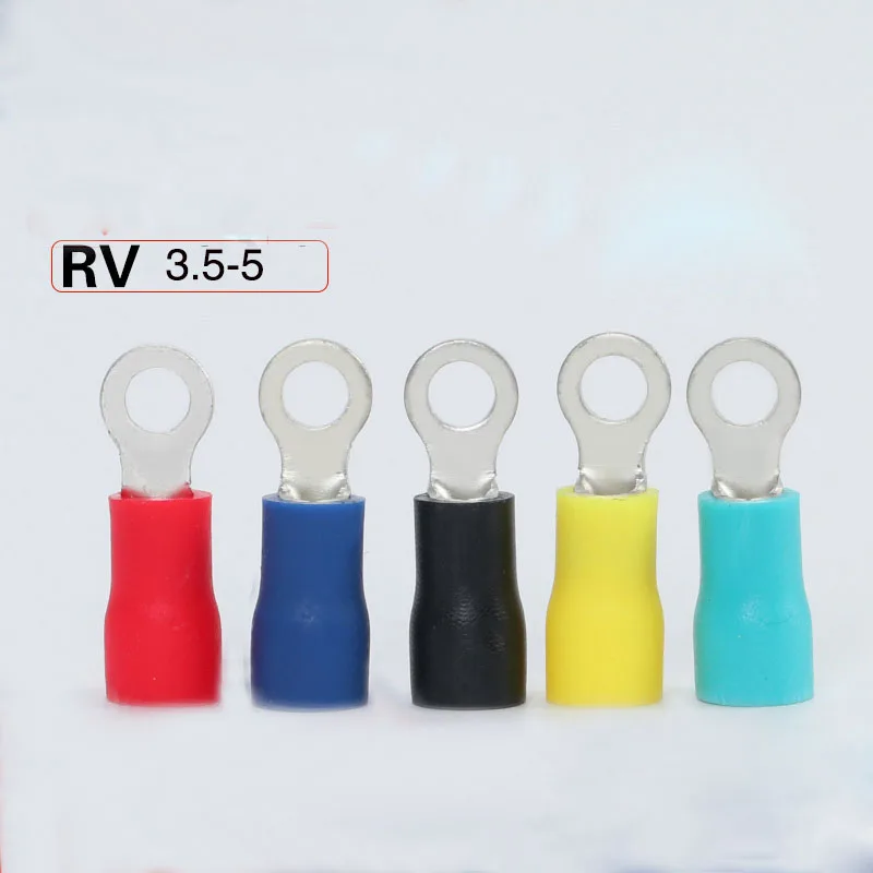 50 шт. RV3.5-4/5/6 и RV 5,5-4/5/6 кольцо изолированный терминал кабель обжимная Клемма костюм 2.5-4mm2, 4-6mm2 кабель разъем провода - Цвет: RV3.5-5