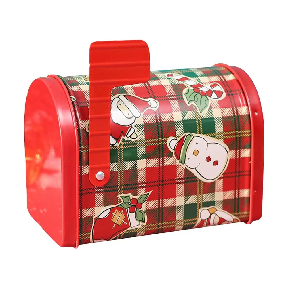 Contenitore di regalo della cassetta postale di Natale,scatola di ferro scatola di latta Cassetta postale Biscotti Candy Contenitore di regalo Contenitori con coperchi per Regali di Natale Decor 