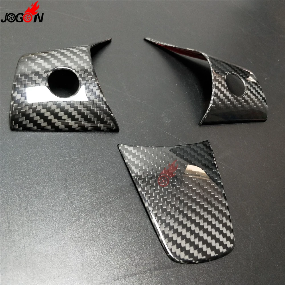 Carbon Fiber Interior Front Steering Wheel Button Switch Panel Frame Cover Trim Sticker Molding For Tesla Model 3