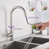 Onyzpily Brushed Nickel Mixer Faucet Single Hole Pull Out Spout Kitchen Sink Mixer Tap Stream Sprayer Head Chrome/Black Kitchen ► Photo 3/6