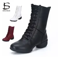 Jazz Dance Boots Women Ballroom Ladies Latin Warm Boots Square Modern Party Shoes Middle Heel 4cm Autumn Winter Dancing Sneakers 1