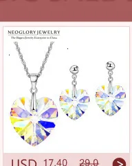 Neoglory Ювелирные наборы с серьгами и ожерельем, прозрачные для женщин, новинка, подарки, украшенные кристаллами Swarovski