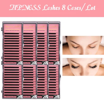 

8 Trays/Lot Individual Eyelashes Extension Natural Silk Mink Long Black Matte Classic Eye Lashes All Sizes Makeup For Salon