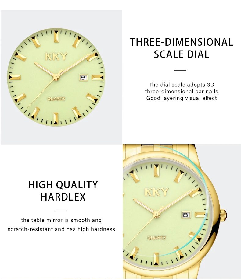 KKY New Brand Creative Golden Briquette Design Quartz Men Women Watches Relogio Masculino Luxury Wrist Watches Female Male Clock