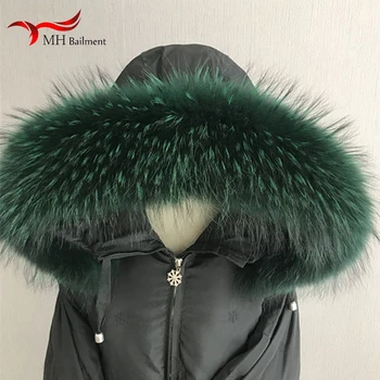 

Winter new real raccoon fur collar coat shawl fashion warm large size fox fur collar ladies furry long luxury brand scarf women