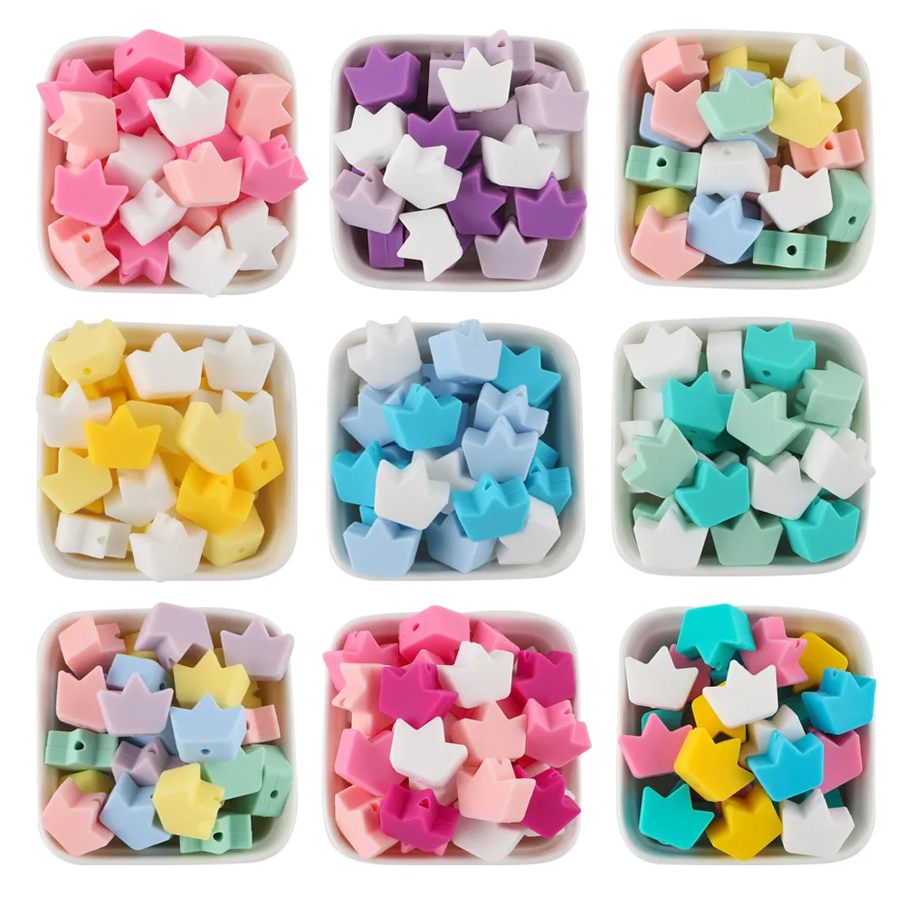 

Kovict 30pc Mini Crown Silicone Beads Food Grade DIY Pacifier Chain Necklace Chewable Bracelet Necklace Jewelry Accessories