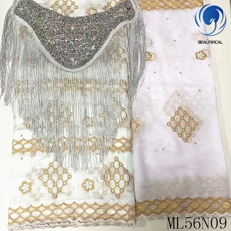 

BEAUTIFICAL Nigerian lace fabrics Fashion style african voile lace fabric embroidery cotton lace and 1 collars ML56R09