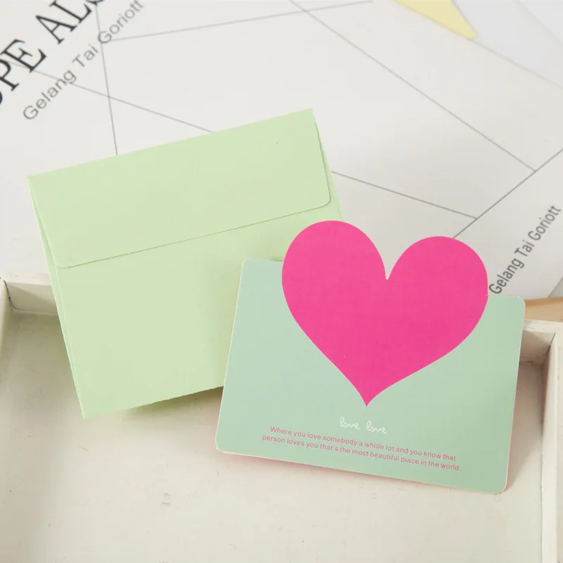  10pcs Love Heart Shape Greeting Card Valentine's Day Gift Card Wedding Invitations Card Romantic Th - 4.00038E+12