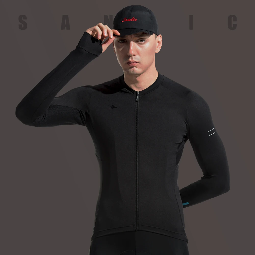 Santic Men Cycling Jersey Long Sleeves Fit Comfortable Sun-protective Road Bike MTB Jerseys Spring  Autumn Asian Size WM0C01112