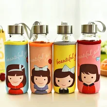 300 мл домашняя уличная стеклянная бутылка для путешествий из боросиликатного стекла бутылка для воды Герметичная крышка из нержавеющей стали с тканевой крышкой