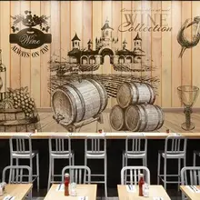 На заказ большое Фреска вино, красное вино дерево обои с имитацией досок росписи