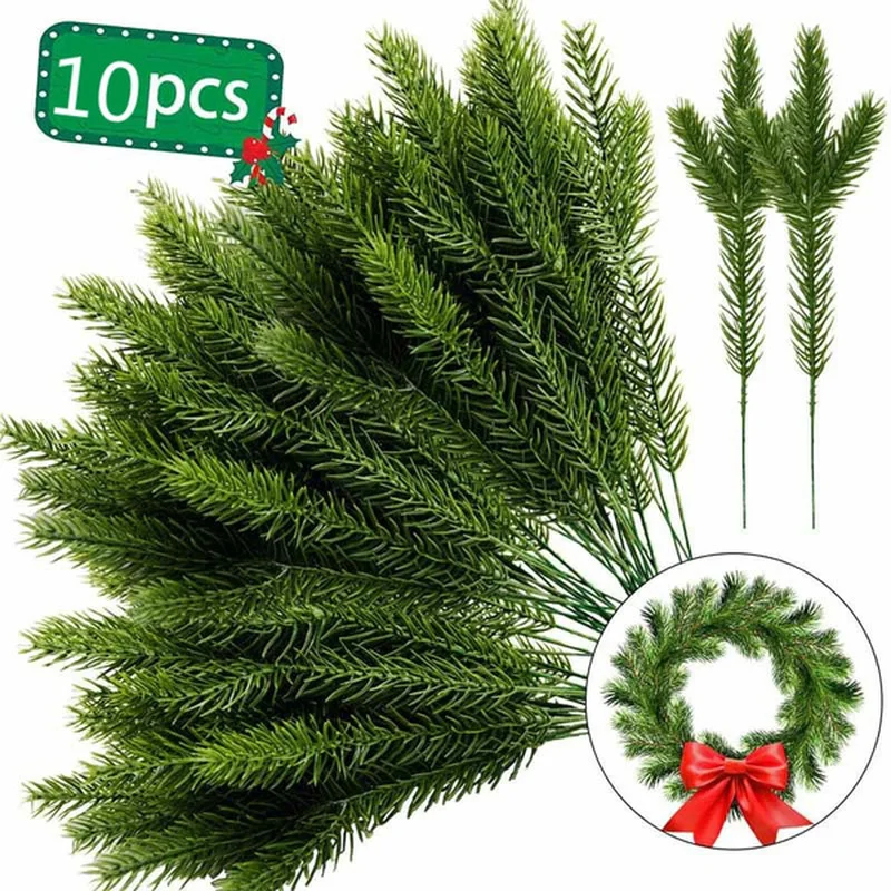 

10pcs Flone Artificial Pine Needles Simulation Plant Flower Arranging Accessories for Christmas Trees Decorations home decore