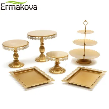 

ERMAKOVA 3-12Pcs Gold Cake Stand Set Round Metal Crystal Cupcake Dessert Display Pedestal Wedding Party Display