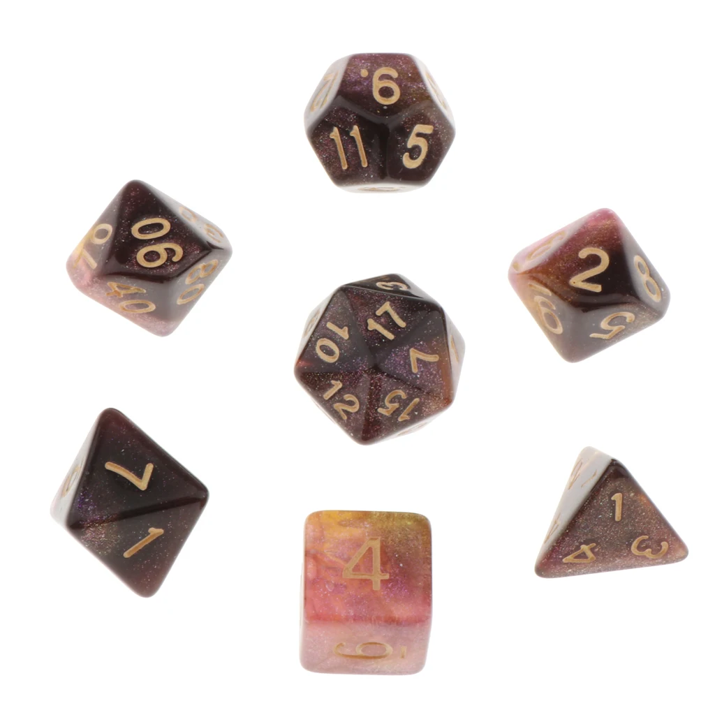 Pack of 7 Polyhedral Dices Table Board Games Party KTV for Dungeon and Dragons Polyhedral Dice Games DND Dice Set Kids Math Toys
