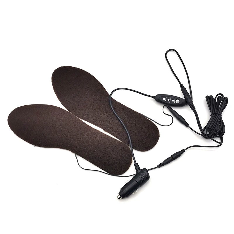 12V Motorcycle Electric Heated Insoles Foot Warmer Heater Adjustable with Cigarette Lighter